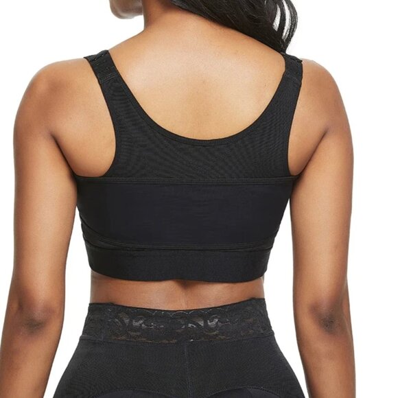 Post-Surgical Breast Band 3 Rows Hooks Chest Strap Wireless Two-Piece Sport Bra - Picture 3 of 7